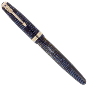 1948 PARKER VACUMATIC AZURE BLUE PEARL MAJOR FOUNTAIN PEN RESTORED NEAR MINT