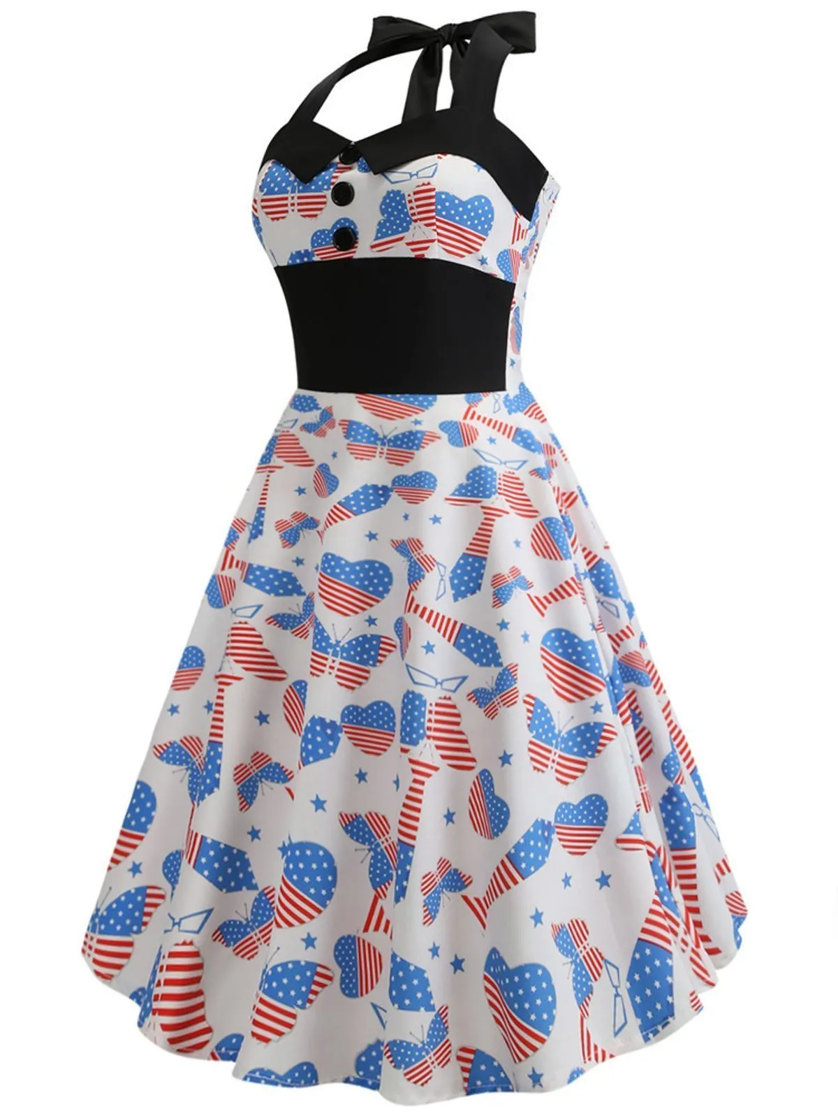 1950s American Flag Halter Dress