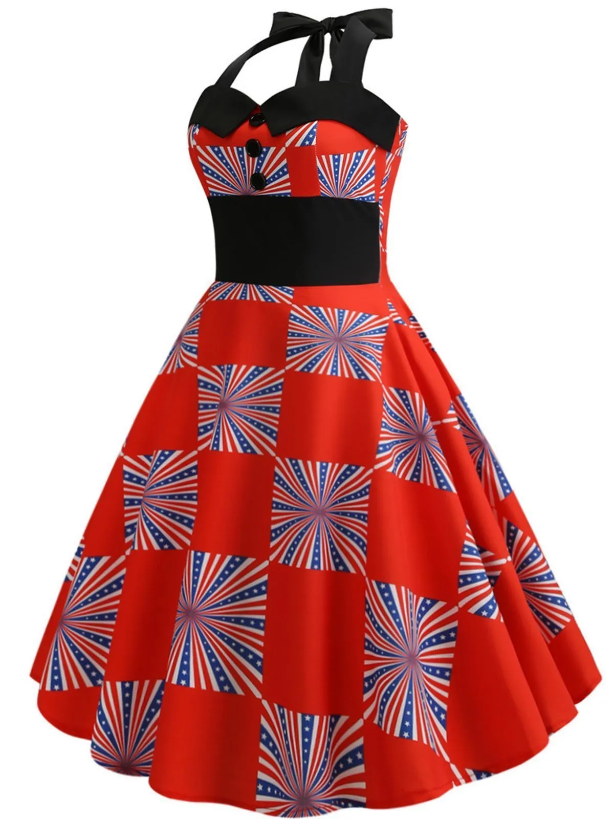 1950s American Flag Halter Dress