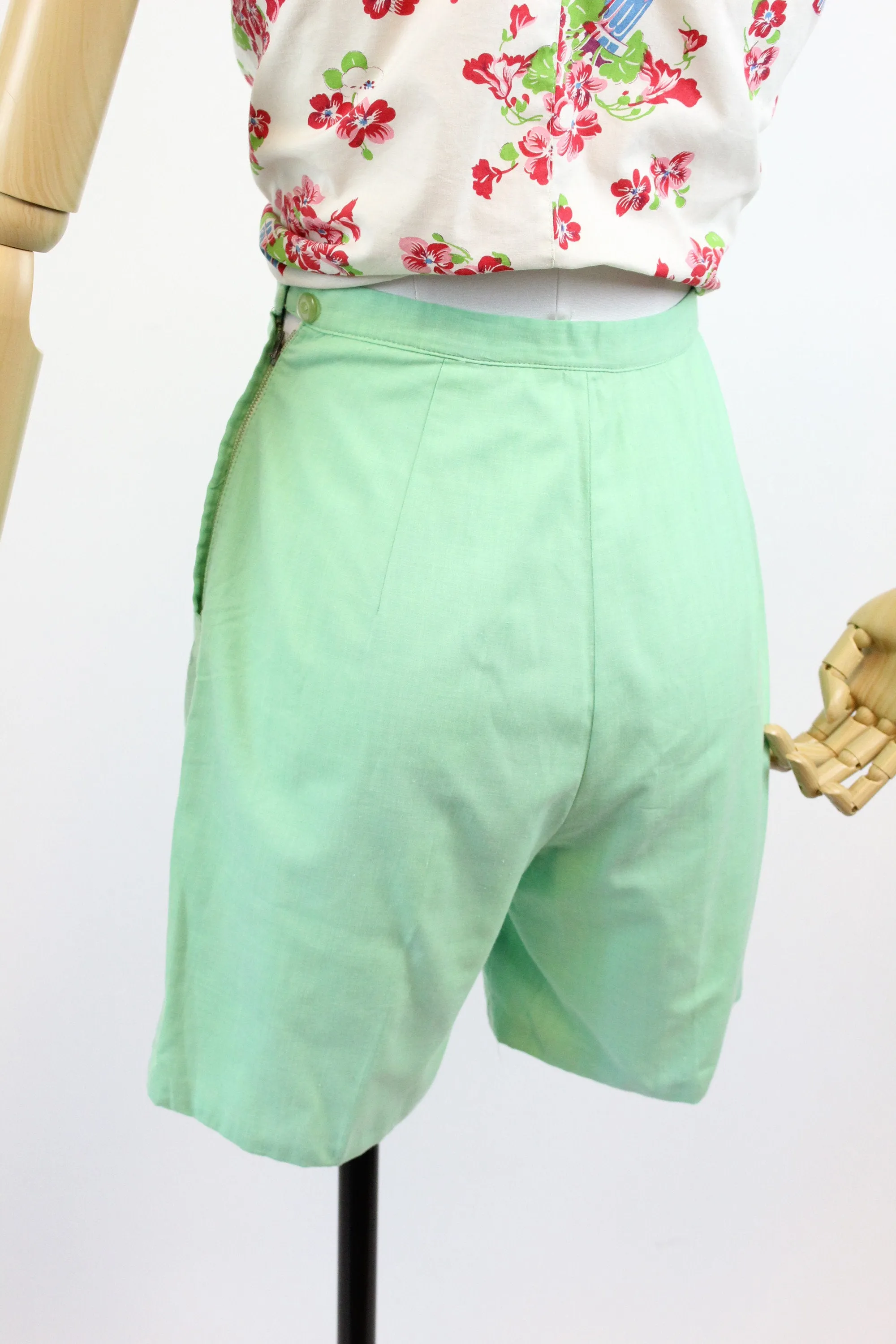 1950s BRADLEY mint cotton shorts xs | new spring summer