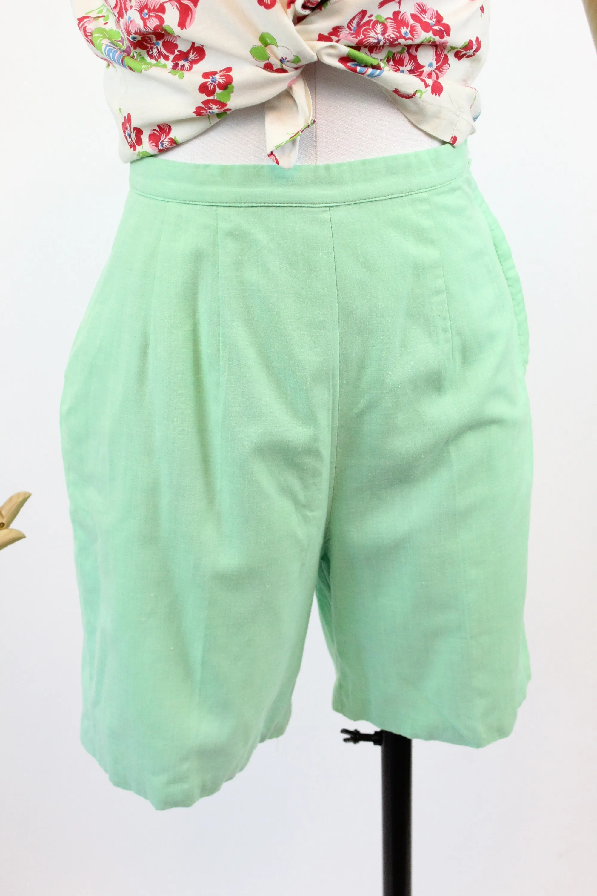 1950s BRADLEY mint cotton shorts xs | new spring summer