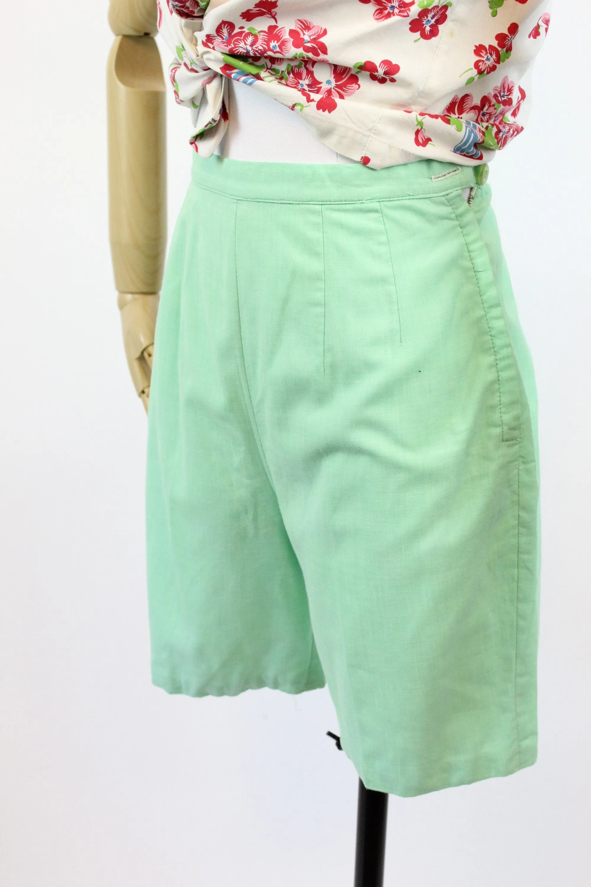 1950s BRADLEY mint cotton shorts xs | new spring summer