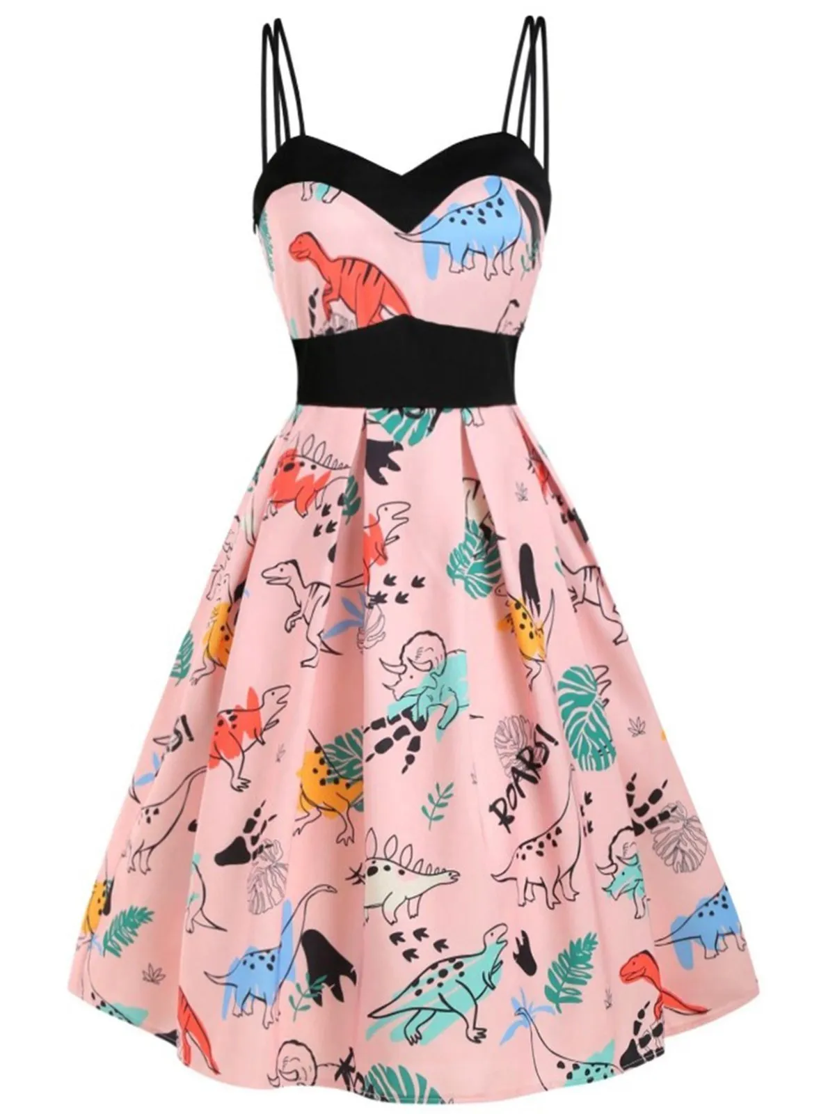 1950s Dinosaurs Strap Swing Dress