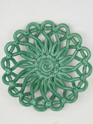 1950s Emerald Green Openwork Fruit Bowl, 11¾"