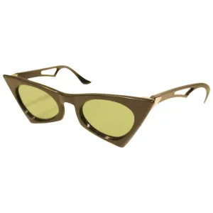 1950s United States Black Cateye Sunglasses with Green Lens