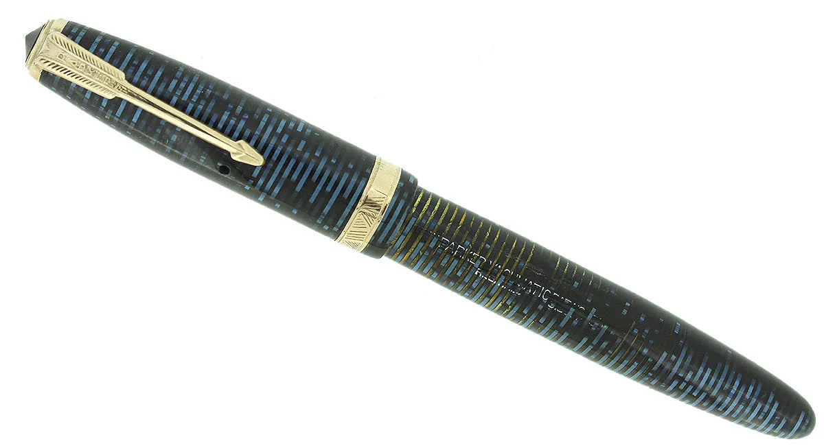 1953 PARKER AZURE PEARL VACUMATIC FOUNTAIN PEN F-BB FLEX NIB RESTORED