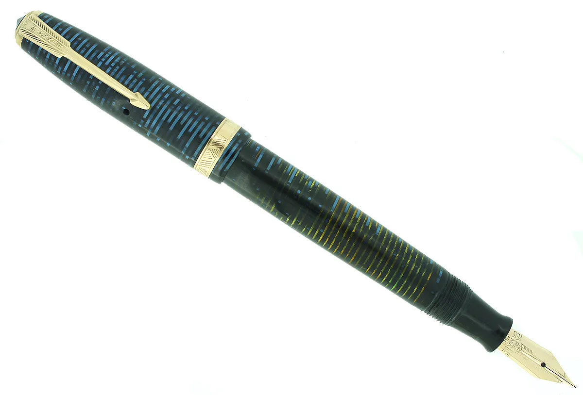 1953 PARKER AZURE PEARL VACUMATIC FOUNTAIN PEN F-BB FLEX NIB RESTORED