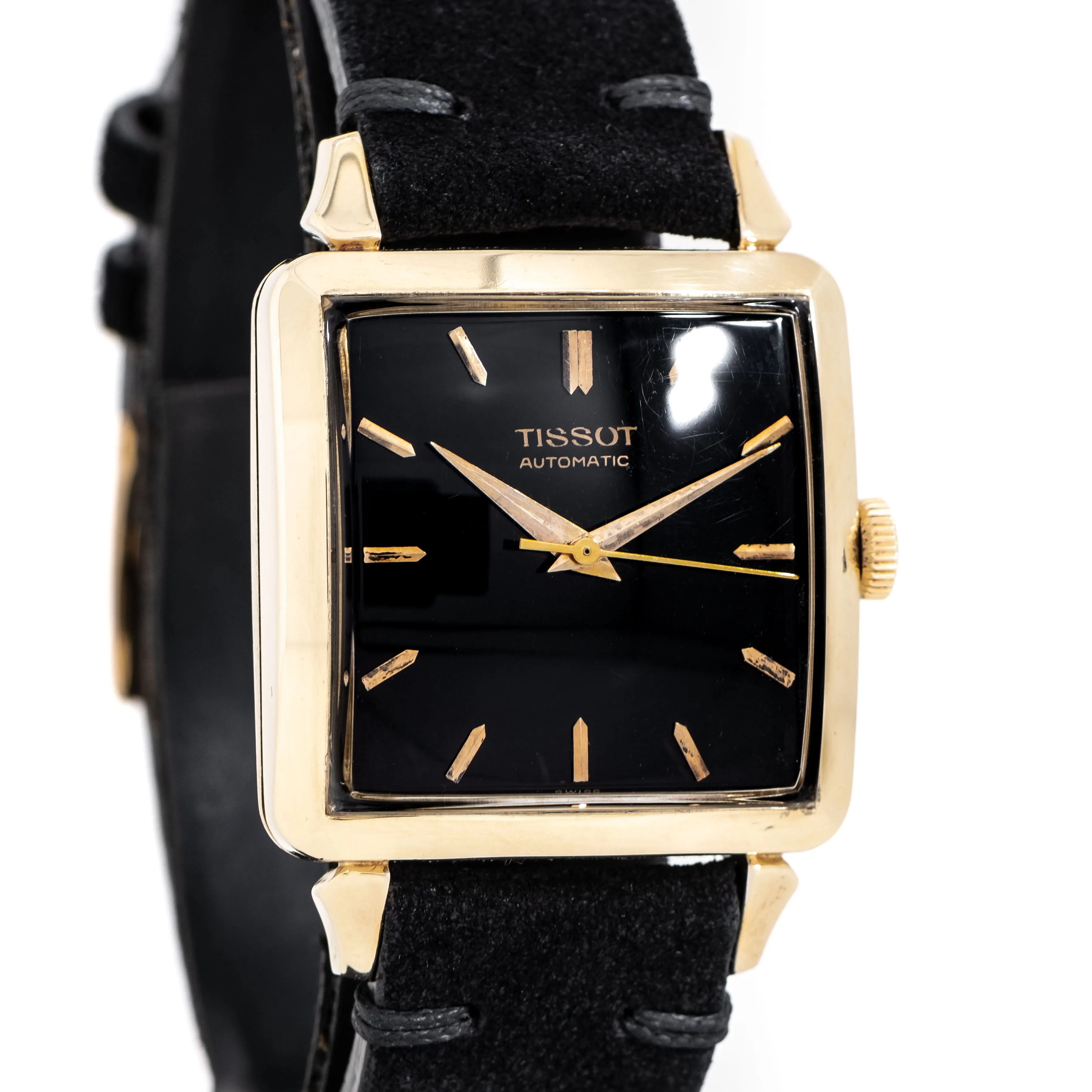 1953 Vintage Tissot "Cioccolatone" Automatic Square Shaped Watch in 10k Yellow Gold Plated Stainless Steel (# 14954)