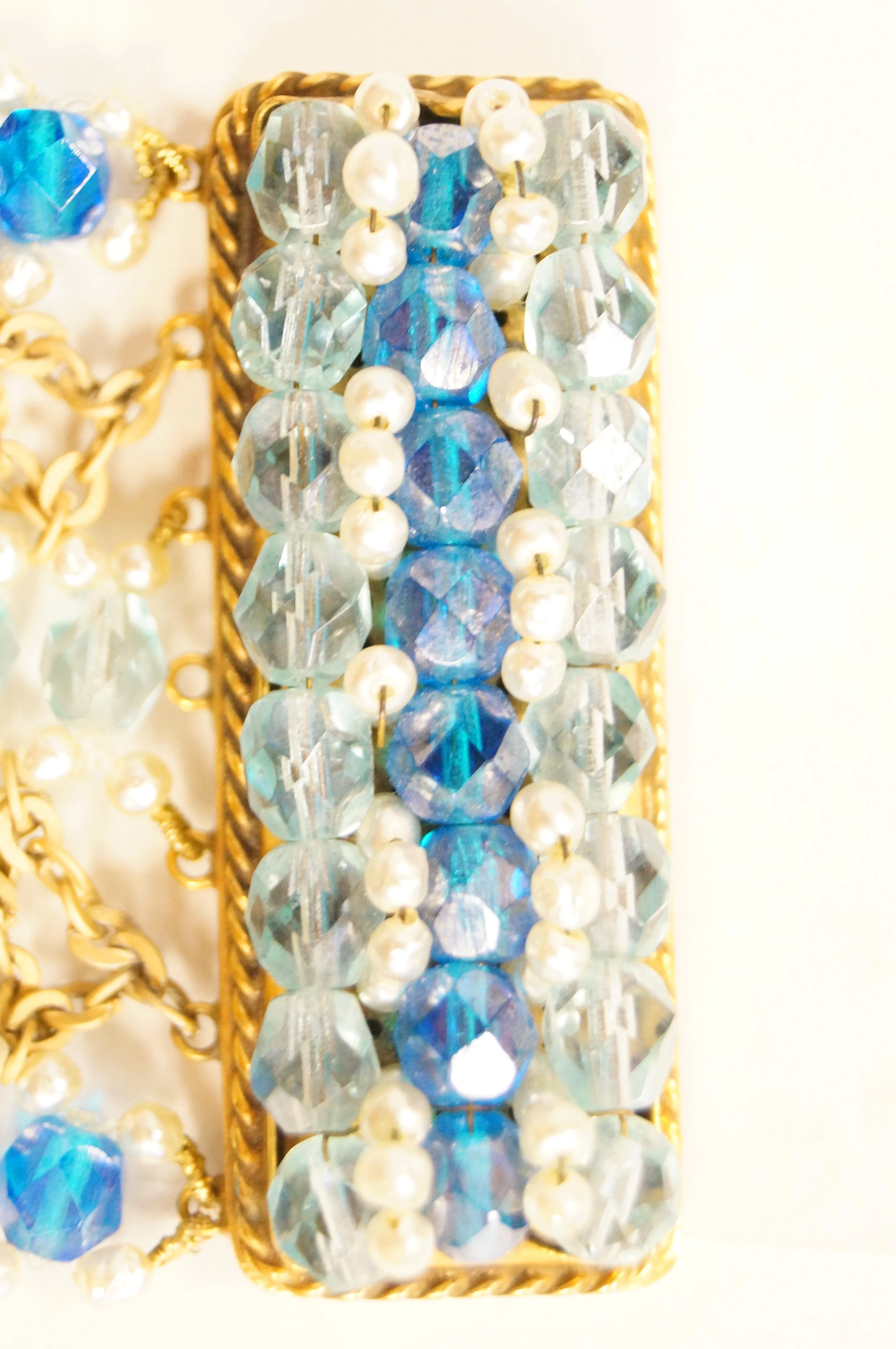 1960s Coppola e Toppo Blue Crystal and Pearl Bronze Bracelet