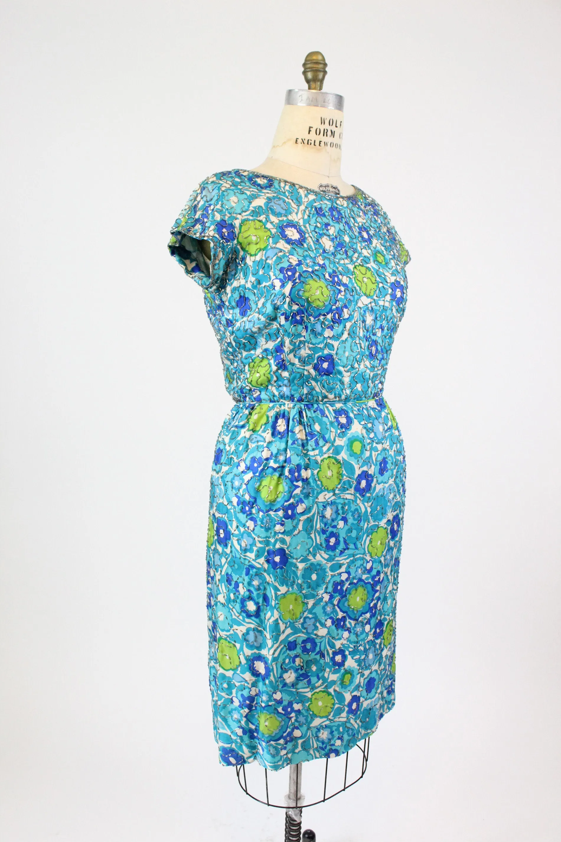 1960s I Magnin silk beaded dress medium | new fall