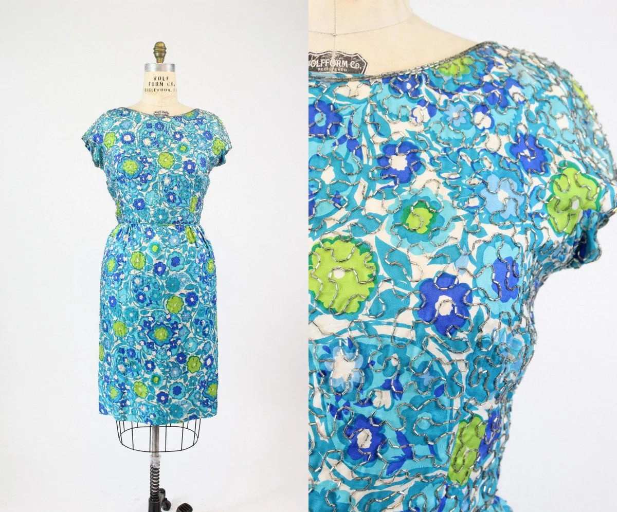 1960s I Magnin silk beaded dress medium | new fall