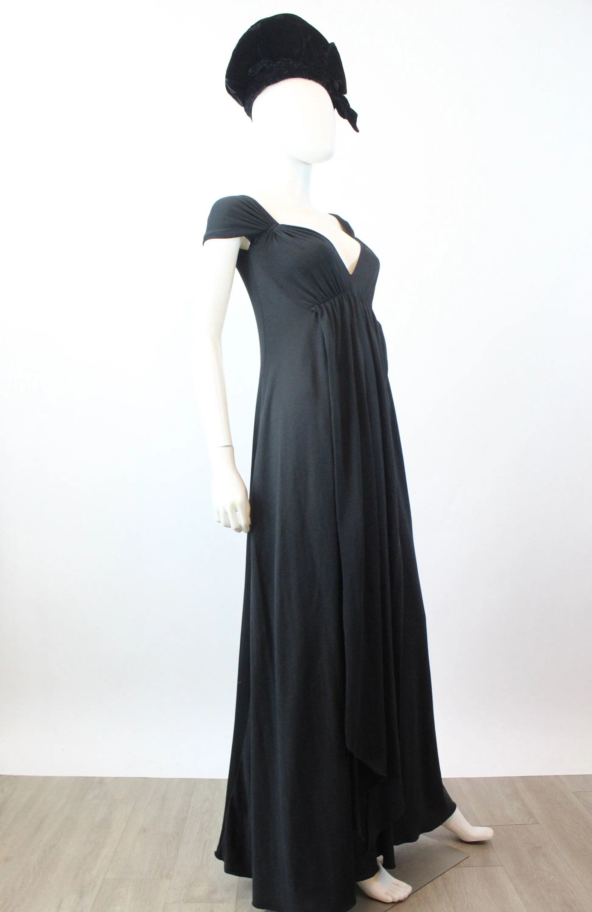 1970s 1971 JOHN KLOSS grecian dress jersey maxi small medium | new winter