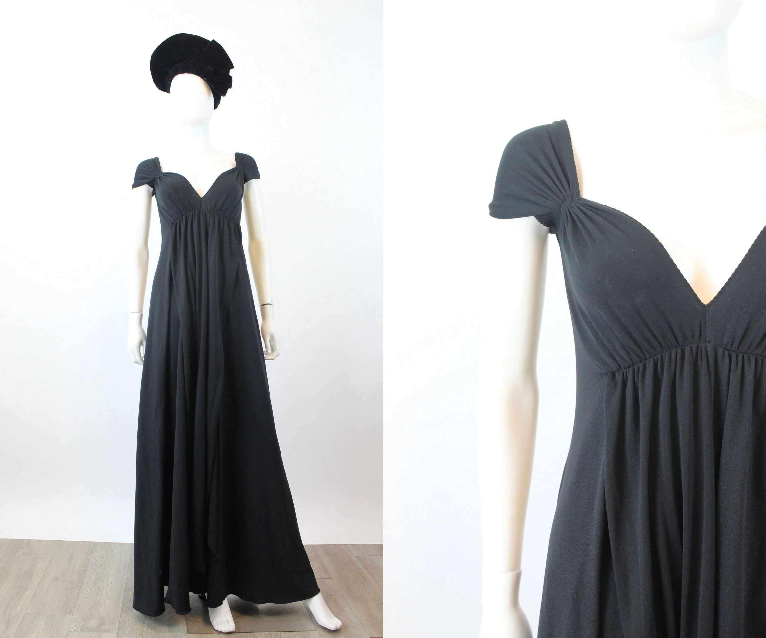 1970s 1971 JOHN KLOSS grecian dress jersey maxi small medium | new winter