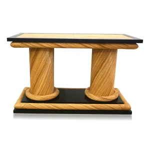 1970s Howard Dilday Organic Rattan Console Table with Black Lacquer Border