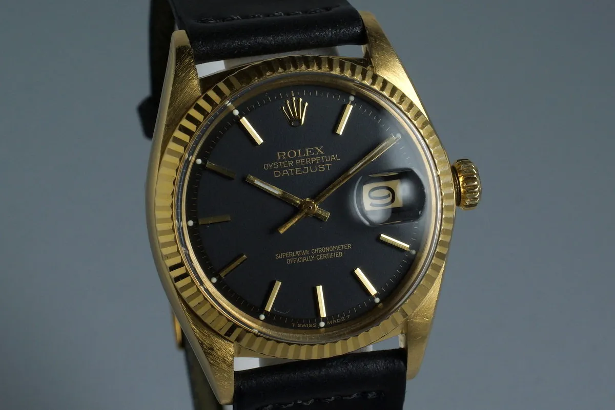 1971 YG Rolex DateJust 1601 with Matte Black Dial