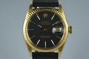 1971 YG Rolex DateJust 1601 with Matte Black Dial