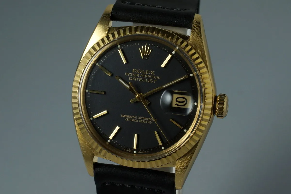 1971 YG Rolex DateJust 1601 with Matte Black Dial