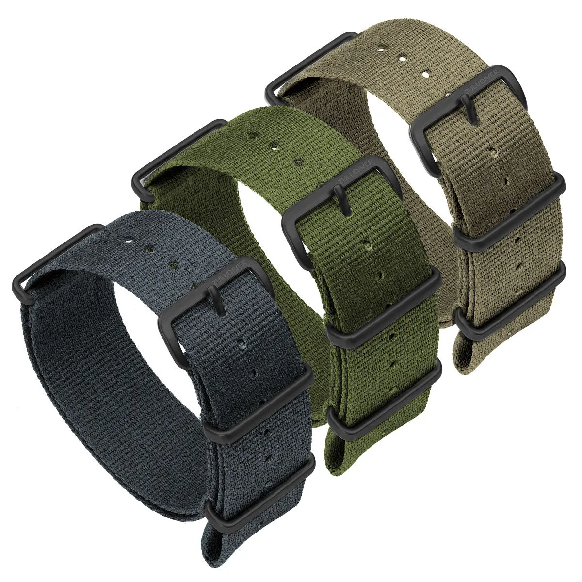 1973 British Military Watch Strap: CADET - Army Green, IP Black