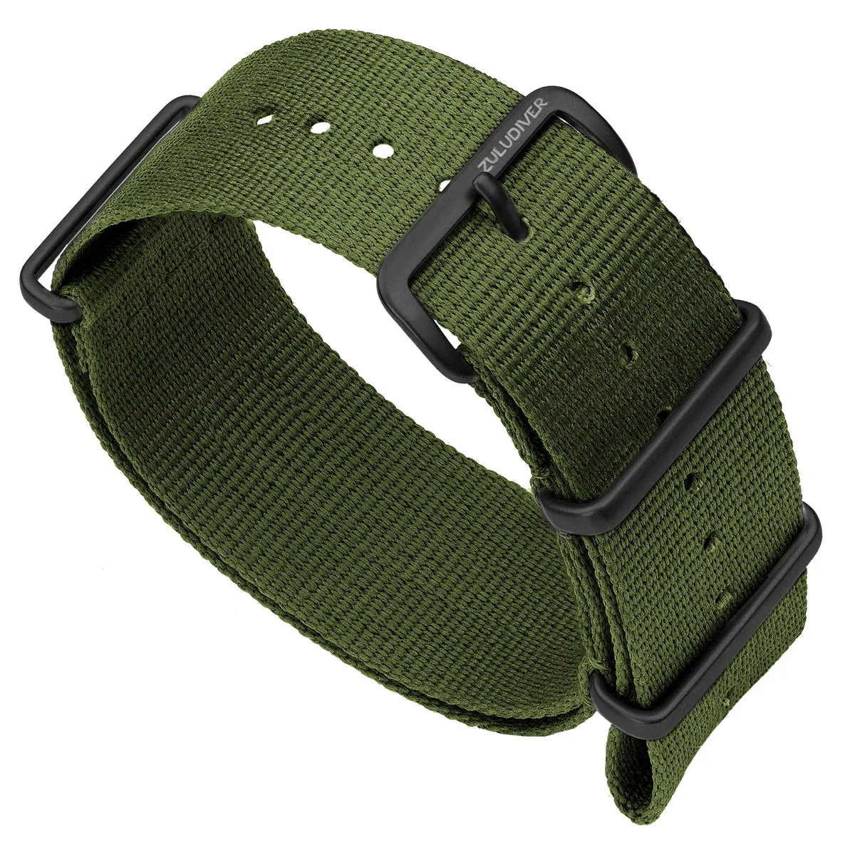 1973 British Military Watch Strap: CADET - Army Green, IP Black