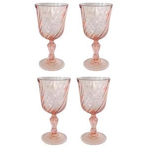 1980s French Pink Drinking Glasses 4oz, Set Of 4