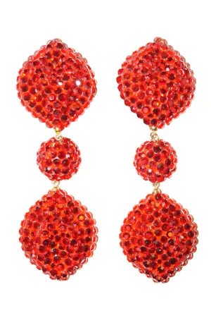 1980s Richard Kerr Scarlet Red Rhinestone Drop Earrings