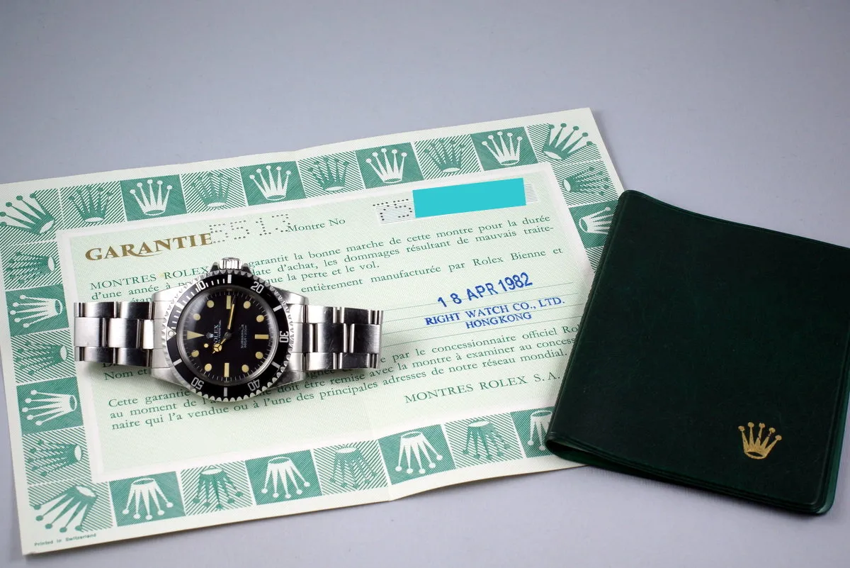 1982 Rolex Submariner 5513 Mark V Maxi Dial with Papers