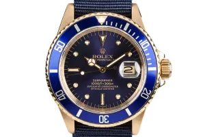 1984 Rolex 18k Submariner 16808 Blue Nipple Dial