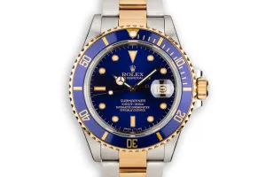 1987 Rolex Two-Tone Submariner 16803 Blue Dial with Box and Papers