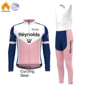 1990s Pink Reynolds Fleece Retro Long Cycling Kits