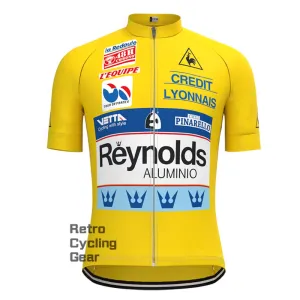 1990s yellow Reynolds Retro Short Sleeve Cycling Jersey