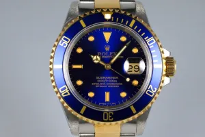 1991 Rolex Two Tone Blue Submariner 16613 UNPOLISHED