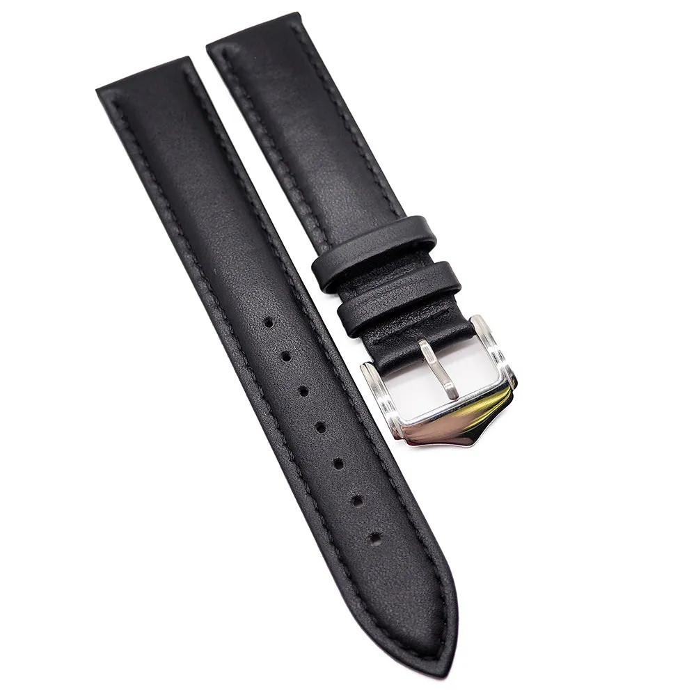 19mm Calf Leather Watch Strap, Black / Brown / Blue