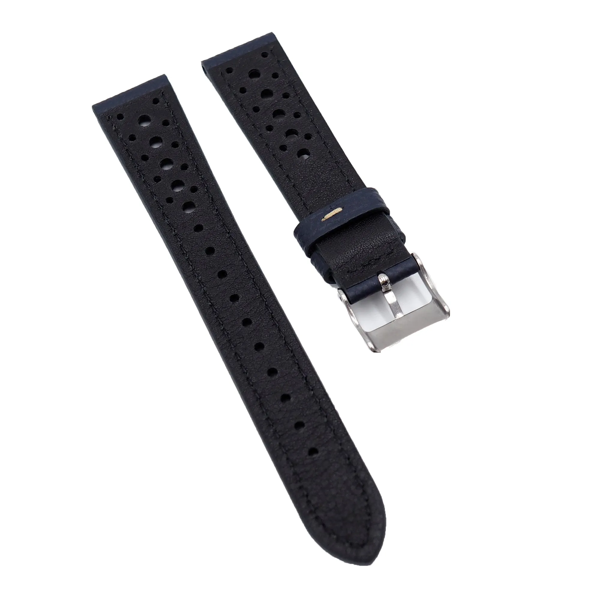 19mm Navy Blue Epsom Calf Leather Racing Watch Strap