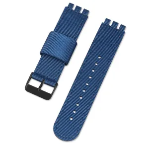 19mm Universal nylon   canvas watch strap in black buckle - Royal Blue