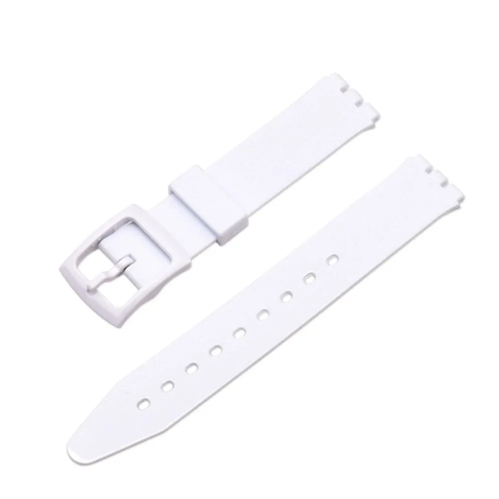 19mm Universal stripe printed silicone watch strap - White