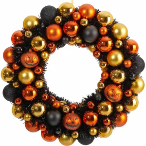 19" Halloween Shatterproof Pumpkin Ornament Wreath