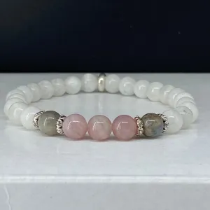 1PC Moonstone Labradorite  Rose Quartz Bracelet Spiritual Energy Balance