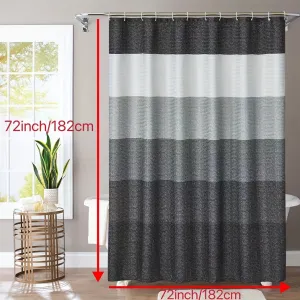 1pc Ombre Stripes Waffle Shower Curtain - Waterproof, Mildew-Resistant & Quick-Drying Design with 12 Hooks for a Stylish, Modern Bathroom Decor