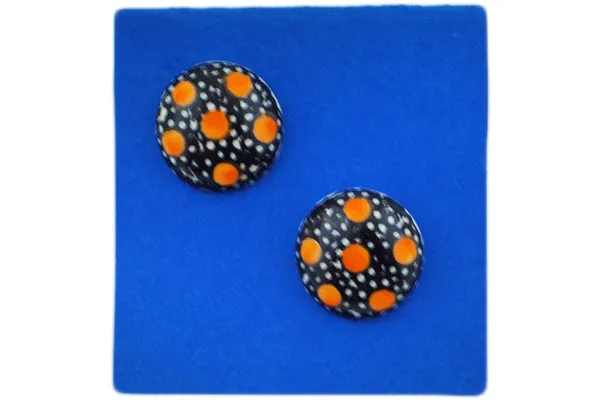 1" Earring - Orange Dots