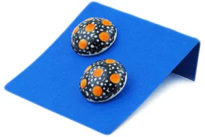 1" Earring - Orange Dots