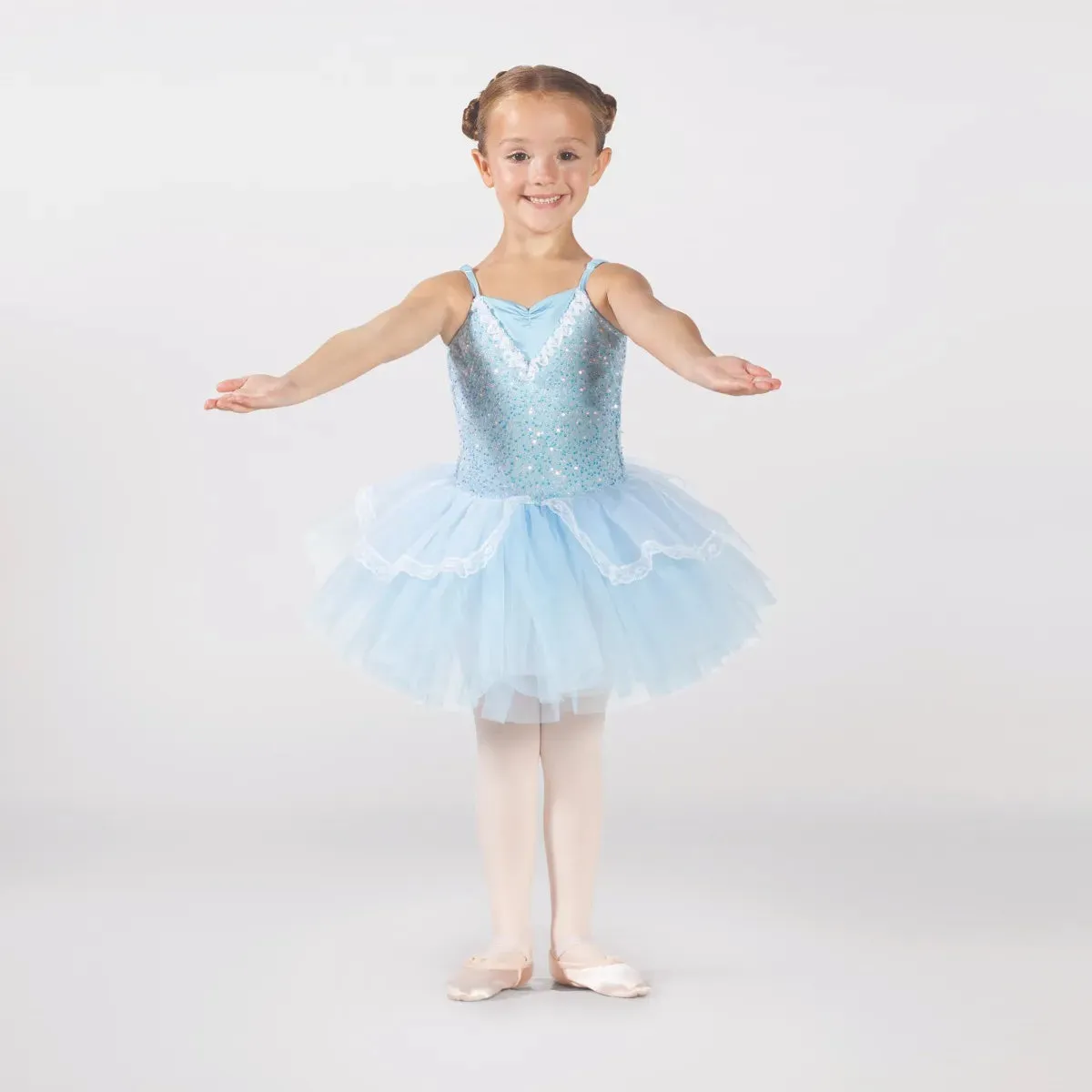 1st Position Pinch Front Sequin Tutu with Lace Trim