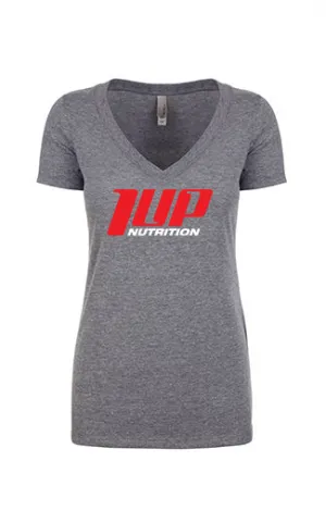 1UP Nutrition Women's Grey Deep V-neck