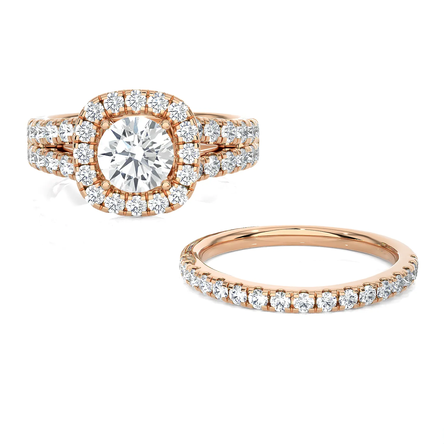 2 1/2 ctw Round Lab Grown Diamond Halo Bridal Set Ring