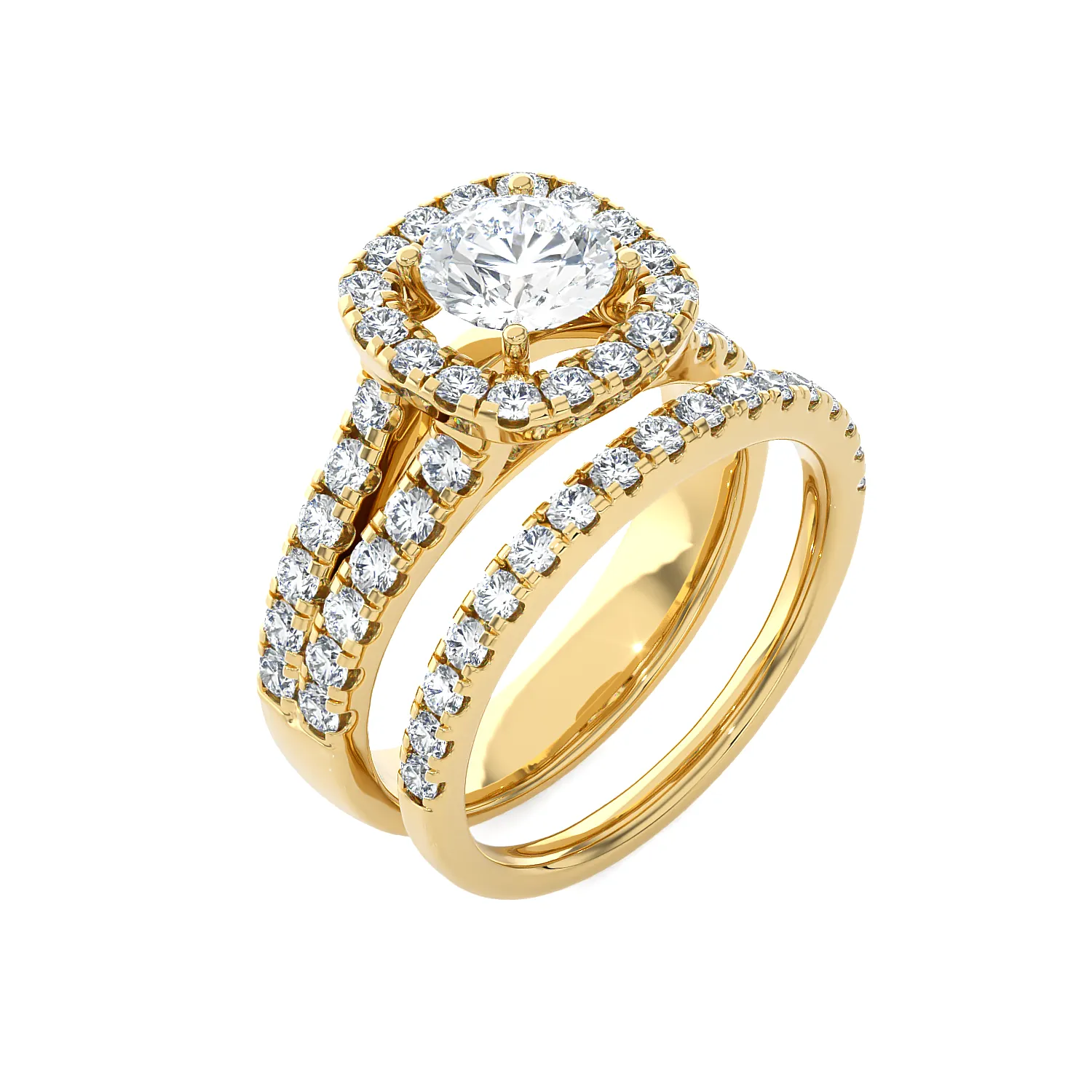 2 1/2 ctw Round Lab Grown Diamond Halo Bridal Set Ring