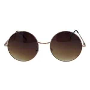 2 1/2” Round Gold Metal Frame Sunglasses