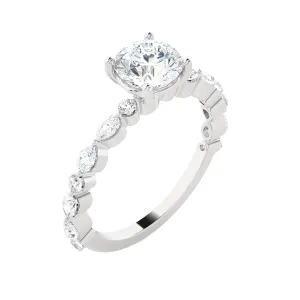 2 1/5 ctw Round Lab Grown Diamond Side Stone Engagement Ring