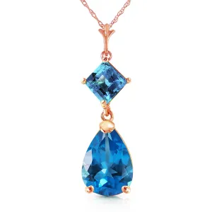 2 Carat 14K Solid Rose Gold Laughter Blue Topaz Necklace