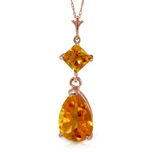 2 Carat 14K Solid Rose Gold Laughter Citrine Necklace