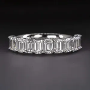 2 CARAT EMERALD CUT DIAMOND WEDDING BAND HALF ETERNITY RING WHITE GOLD BAGUETTE