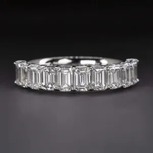 2 CARAT EMERALD CUT LAB CREATED DIAMOND WEDDING BAND HALF ETERNITY RING BAGUETTE